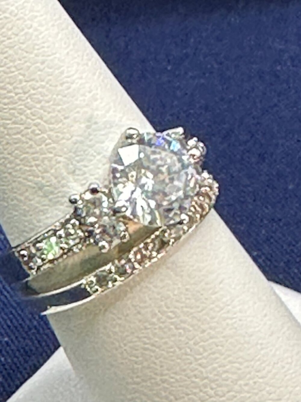 Silver-Tone CZ “Bridal” Ring Set Size 7